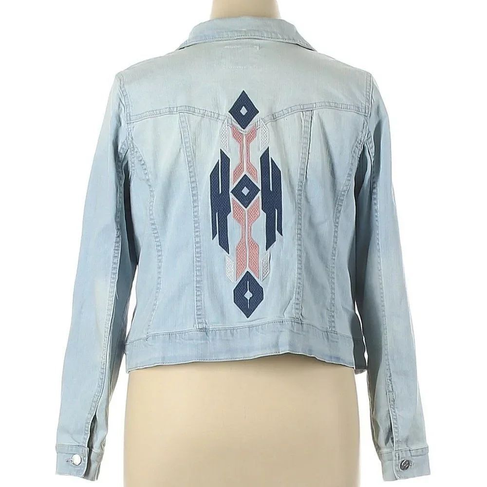 Jessica Simpson *Aztec* Denim Jacket Sz Jrs. 1X XL